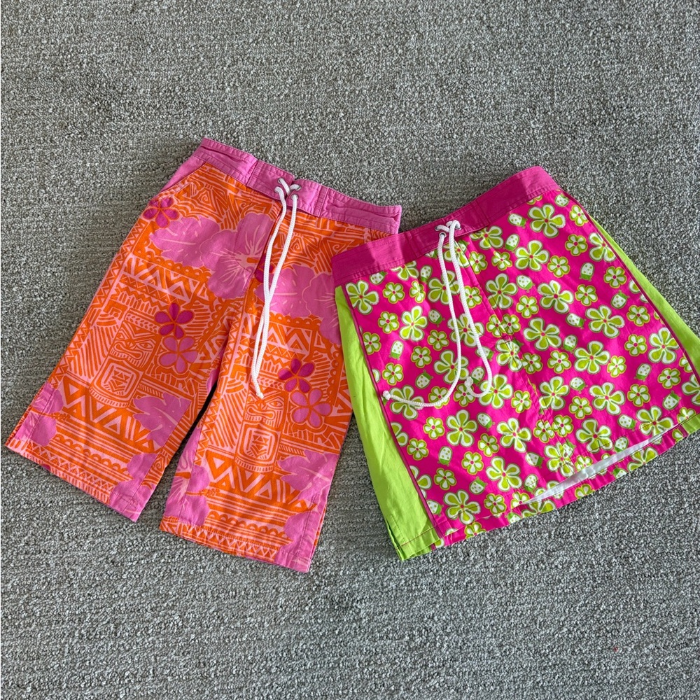 LILLY PULITZER BUNDLE.SKIRT IS A 6X.BOARD SHORTS ARE A 4.